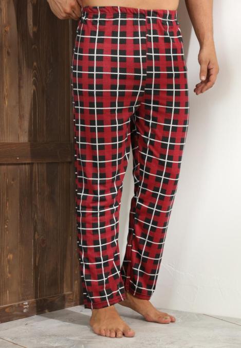 Pantaloni de Pijama ,Big Size ,Barbati,Culoare Rosu cu Alb,Engros